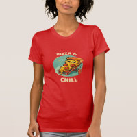 Pizza & Chill Lustiges Retro-Cartoon-Pizza-T-Shirt