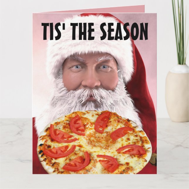 PIZZA CHRISTMAS SANTA BIG GREETKARTEN KARTE (Vorderseite)