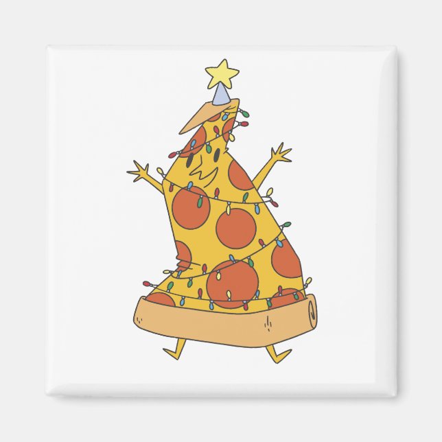 Pizza Christmas Tree - Funny Xmas Food Magnet (Vorne)