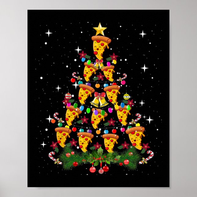 Pizza Christmas Tree Light Pizza Fast Food Lover X Poster (Vorne)