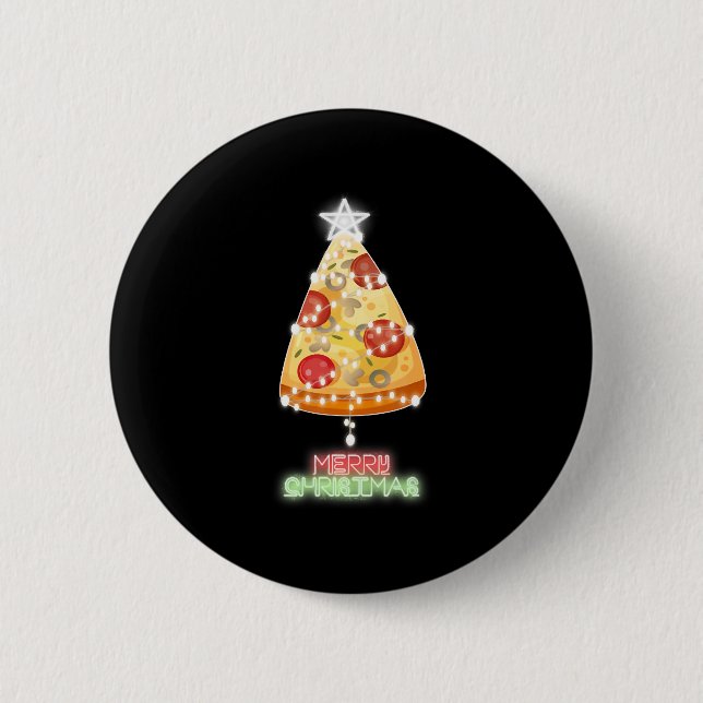 Pizza Christmas Tree Lights Xmas Gamer Button (Vorderseite)