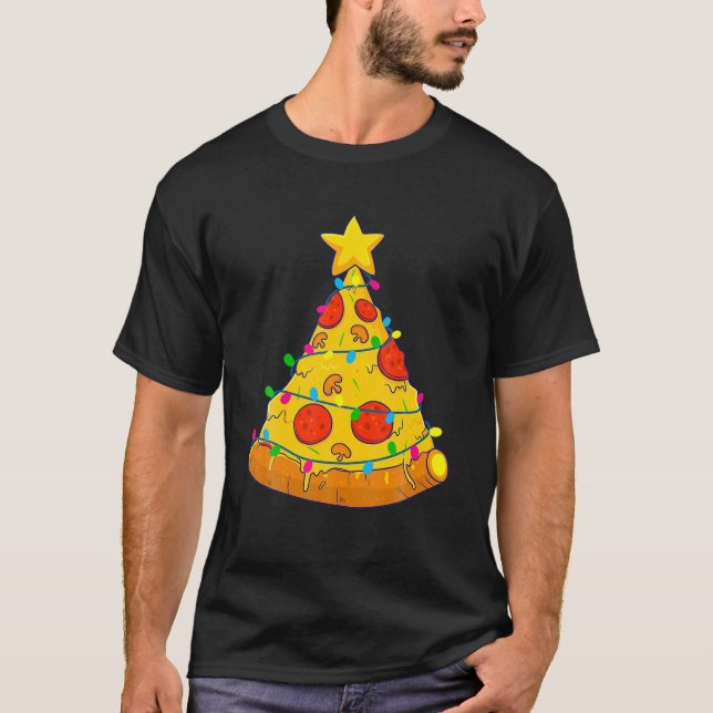 Pizza Christmas Tree Lights Xmas Gamer Geschenke M T-Shirt (Vorderseite)