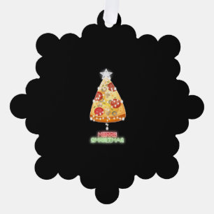 Pizza Christmas Tree Lights Xmas Gamer Ornament Karte