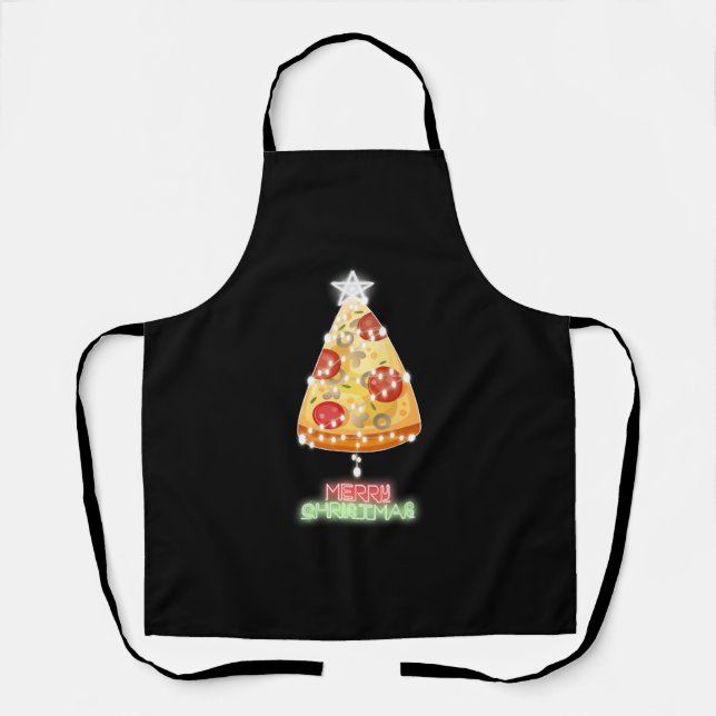 Pizza Christmas Tree Lights Xmas Gamer Schürze (Vorderseite)