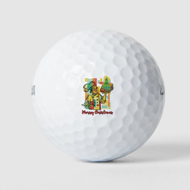 Pizza Christmas Tree - Pizza chef Xmas greating Golfball (Vorderseite)