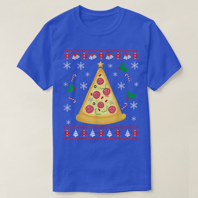 Pizza Christmas Tree Ugly Christmas Sweater Funny  T-Shirt (Design vorne)