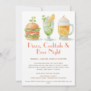 Pizza, Cocktails & Bier - Vatertag Party Einladung