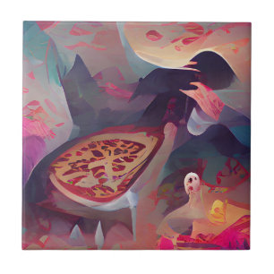 Pizza dark fantasy world graphic abstrakt art fliese