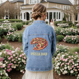 Pizza Day Colorful Pizza Jeansjacke