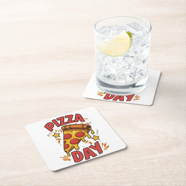 Pizza Day - Fun Pepperoni Pizza Slice Design Rechteckiger Pappuntersetzer (Vor Ort)