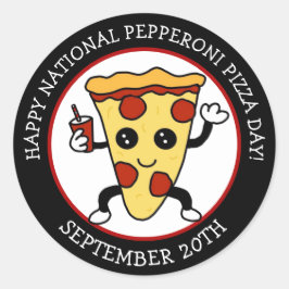 Pizza Day | Funny Holiday Runder Aufkleber