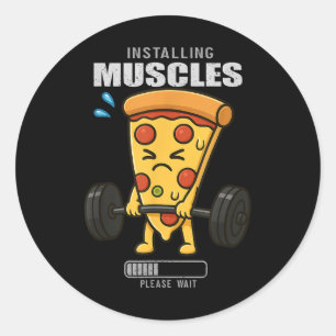 Pizza Deadlift Gym Rat installiert Muscle Lifting  Runder Aufkleber