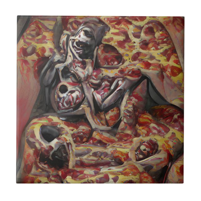 Pizza deathtrap abstrakte Kunst Fliese (Vorderseite)