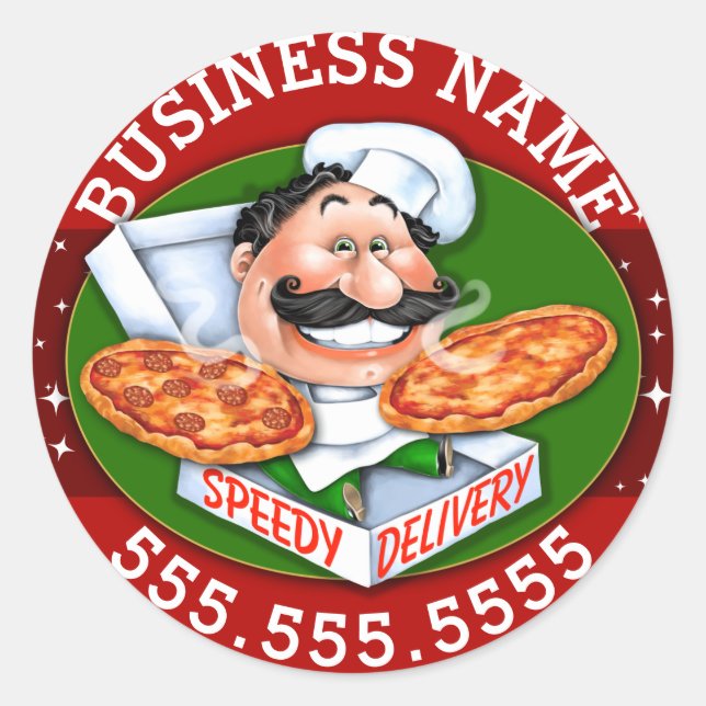 Pizza Delivery Pizzeria Business Anpassbar Runder Aufkleber (Vorderseite)