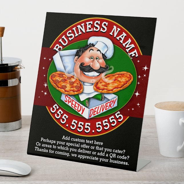 Pizza Delivery Pizzeria Business Anpassbar Sockelschild (Von Creator hochgeladen)