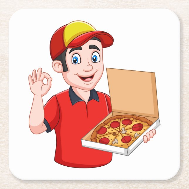 Pizza Delivery Rechteckiger Pappuntersetzer (Vorderseite)