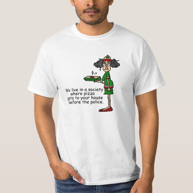 Pizza Delivery Spaß T-Shirt (Vorderseite)