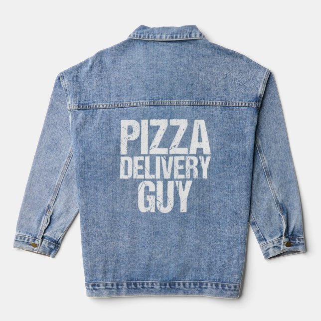 Pizza Delivery Typ Italienischer Feinschmecker Pun Jeansjacke (Rückseite)