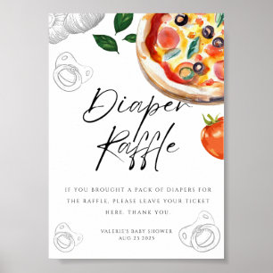 Pizza Diaper Raffel Tabletop Plakatzeichen Zeichen Poster