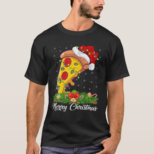 Pizza Dish Lover Matching Weihnachtsmannmütze Pizz T-Shirt (Vorderseite)