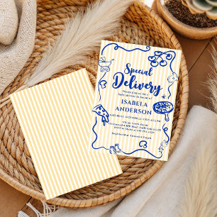 Pizza Doodle Speziallieferung Baby Shower  Einladung