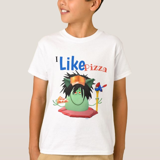 Pizza Eating Monster Character T-Shirt (Vorderseite)