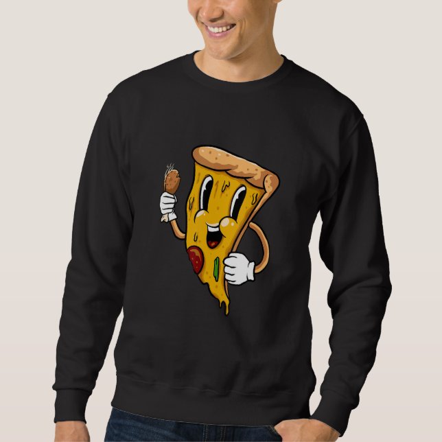 Pizza Eating Turkey Leg Thanksgiving Day  Food Foo Sweatshirt (Vorderseite)