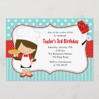 Pizza Einladungen zum Geburtstag (Girl Aquamarin R