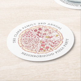 Pizza-Ereignis als benutzerdefinierter Text | Rund Runder Pappuntersetzer