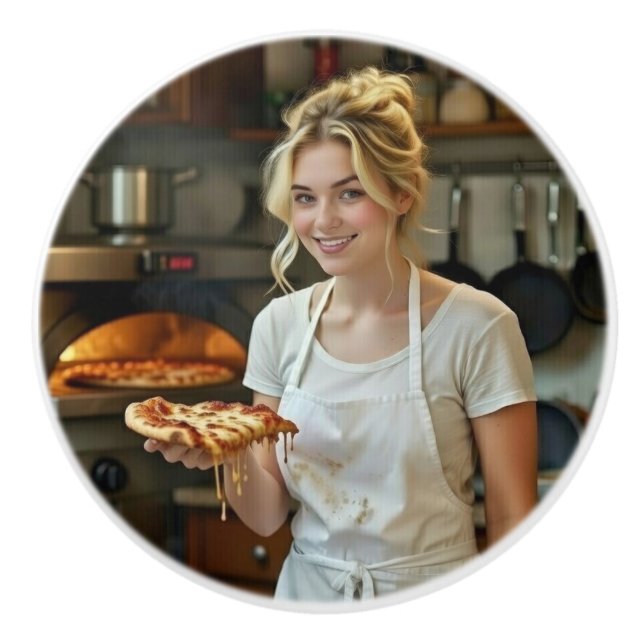 Pizza-Essen-Foto personalisieren anpassen Keramikknauf (Vorderseite)