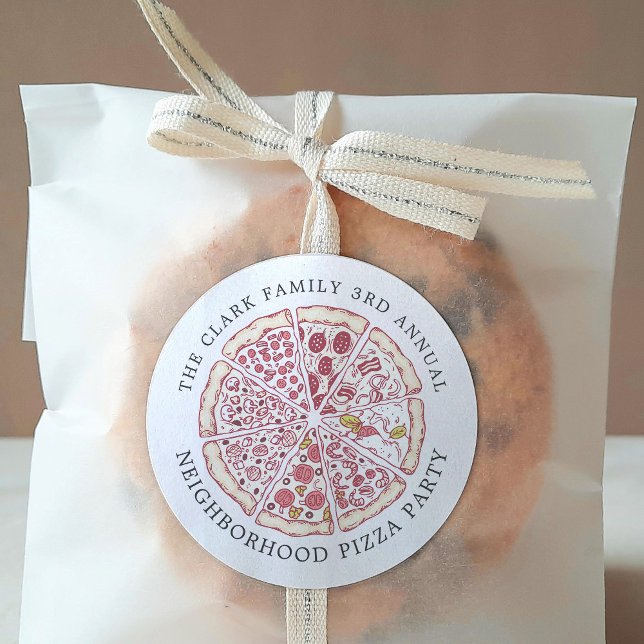 Pizza Event Themed Custom Text Runder Aufkleber (Von Creator hochgeladen)