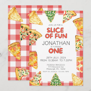 Pizza First Birthday Party Einladung