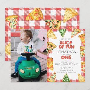 Pizza First Birthday Party Foto Einladung