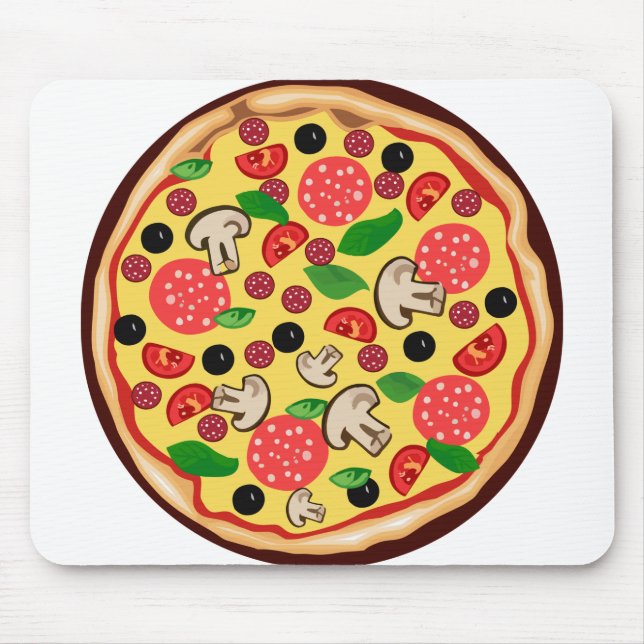 Pizza Food Clipart Icon Pepperoni Käse Mousepad (Vorne)