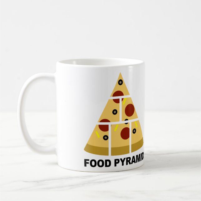 Pizza Food Pyramid Funny Mug oder Travel Mug Kaffeetasse (Links)
