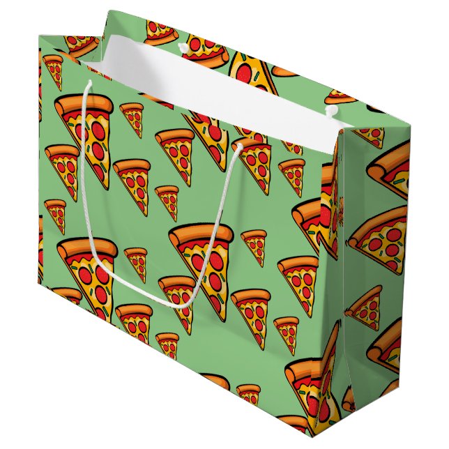 Pizza Freitag Design - Geschenktasche - Groß Große Geschenktüte (Vorderseite Schrägansicht)