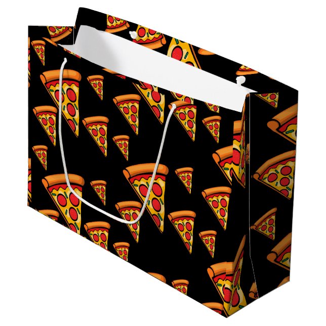 Pizza Freitag Design - Geschenktasche - Groß Große Geschenktüte (Vorderseite Schrägansicht)
