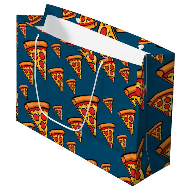 Pizza Freitag Design - Geschenktasche - Groß Große Geschenktüte (Vorderseite Schrägansicht)