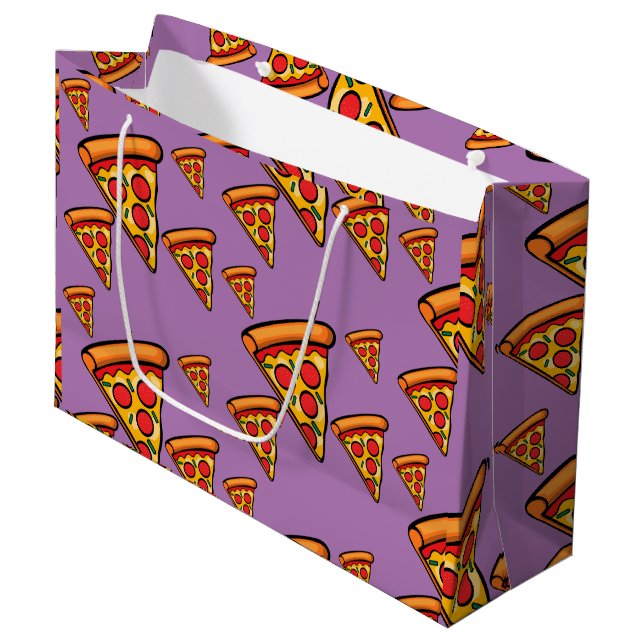 Pizza Freitag Design - Geschenktasche - Groß Große Geschenktüte (Vorderseite Schrägansicht)