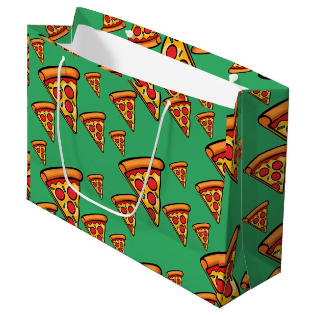 Pizza Freitag Design - Geschenktasche - Groß Große Geschenktüte (Vorderseite Schrägansicht)