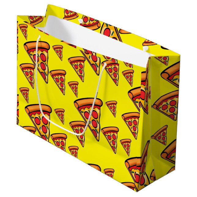 Pizza Freitag Design - Geschenktasche - Groß Große Geschenktüte (Vorderseite Schrägansicht)