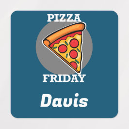 Pizza Freitag Design - Kleines Quadrat Bekleidungs Etiketten