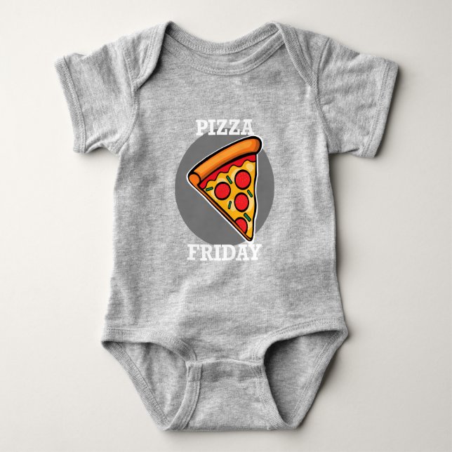 Pizza Friday Design - Baby Jersey Bodysuit Strampler (Vorderseite)