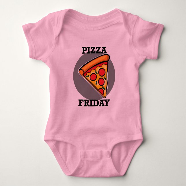 Pizza Friday Design - Baby Jersey Bodysuit Strampler (Vorderseite)