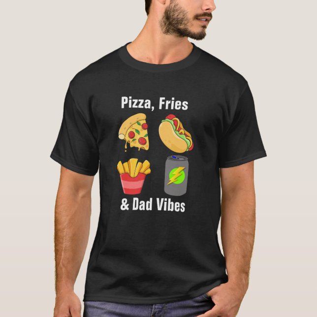 Pizza, Fries & Vater Vibes - Funny Feinschmecker V T-Shirt (Vorderseite)