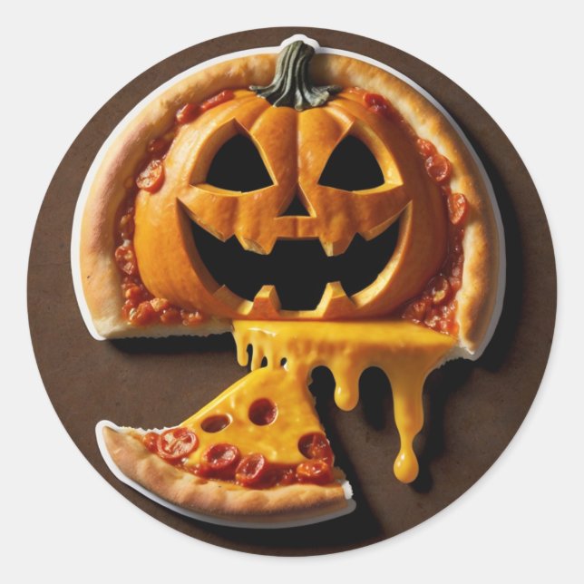 Pizza Fright Night the Cheesiest Halloween überras Runder Aufkleber (Vorderseite)