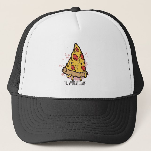 Pizza Funny Feinschmecker Sprichwort Design Truckerkappe (Vorderseite)