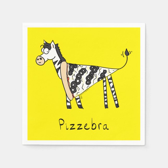 Pizza Funny Kids Zebra Serviette (Vorderseite)