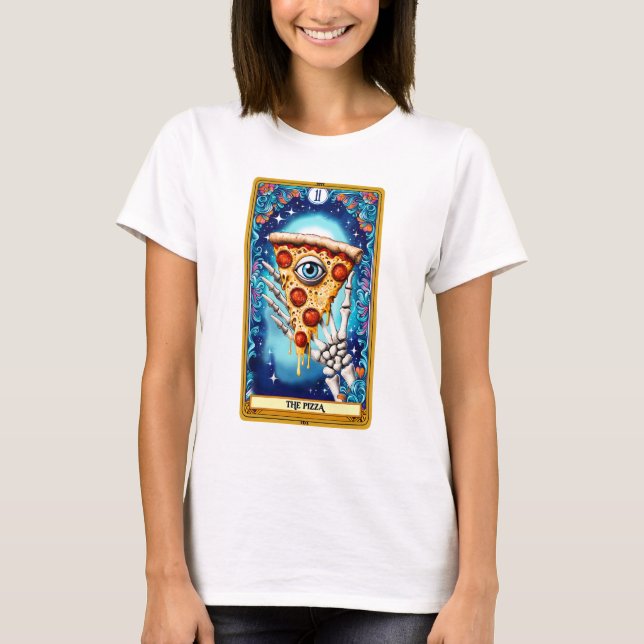 Pizza Funny Tarot Card T-Shirt (Vorderseite)