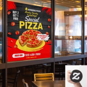 Pizza-Fußballnacht-Peperoni-Angebot anpassen Fensteraufkleber
